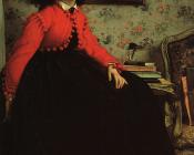 詹姆斯 蒂索 : Portrait of Mademoiselle L.L.  Young Woman in a Red Jacket
